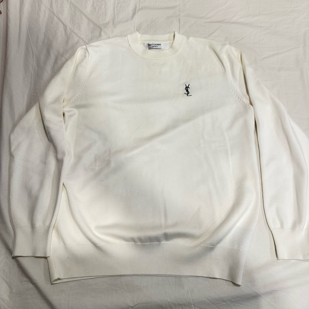 Yves Saint Laurent Men's Cream Crewneck Sweater